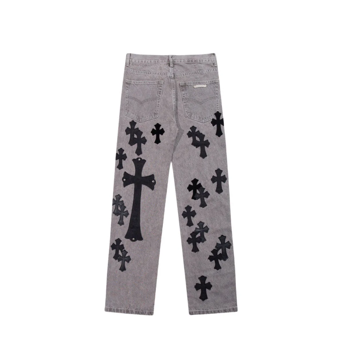 P300 💰 (Top version) Chrome Hearts Gray Cow King Jeans Multi-Leather Standard Work Jeans CH Jeans All need to be washed and then disassembled and hand-stitched with sheepskin cross leather and then spliced to complete. The whole process is too complicated to describe. About Chrome Hearts This is an extremely luxurious fashion brand that can also be called the nobility of the high street. It has always been an exclusive brand for some hipsters or the rich second generation. Compared with ordinary high streets, it is more luxurious and noble. Compared with luxury brands, it has a more fashionable personality. It has always been a brand that I have a special liking for. Color: Gray Size: 28-30-32-34-36 (corresponding to S-M-L-XL-XXL)